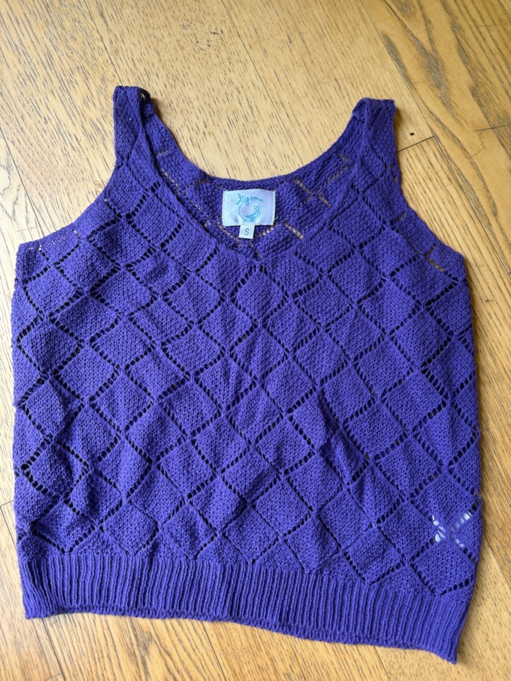 Mystique Boutique Purple Knit Diamond-Pattern Tank Top - Size S